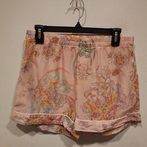 Papinelle Women's Pink Floral Silk Blend Pajama Shorts Sz S Lightweight Lounge